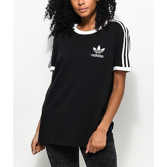 adidas black three stripe t shirt